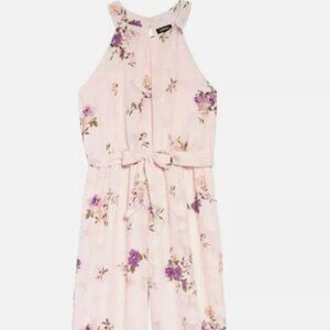 Zunie Girl's Blush Color Floral Burnout Chiffon Jumpsuit size 8